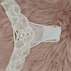 Brand New Victoria's Secret FLORAL LACE BRAZILIAN SLIP PANTY-M